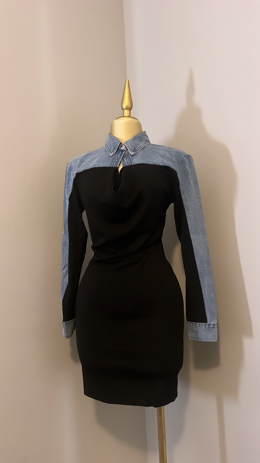 Denim Cowl Neck Dress