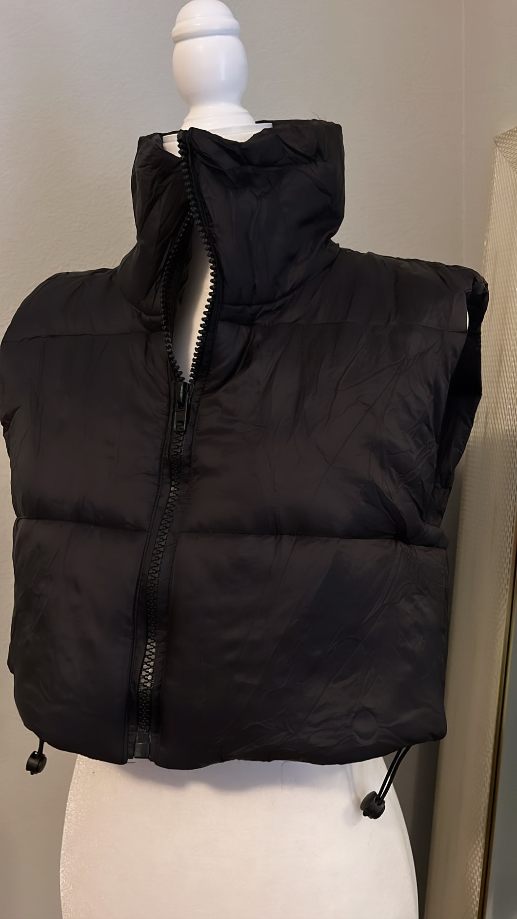 High Neck Zipper Puffer Vest