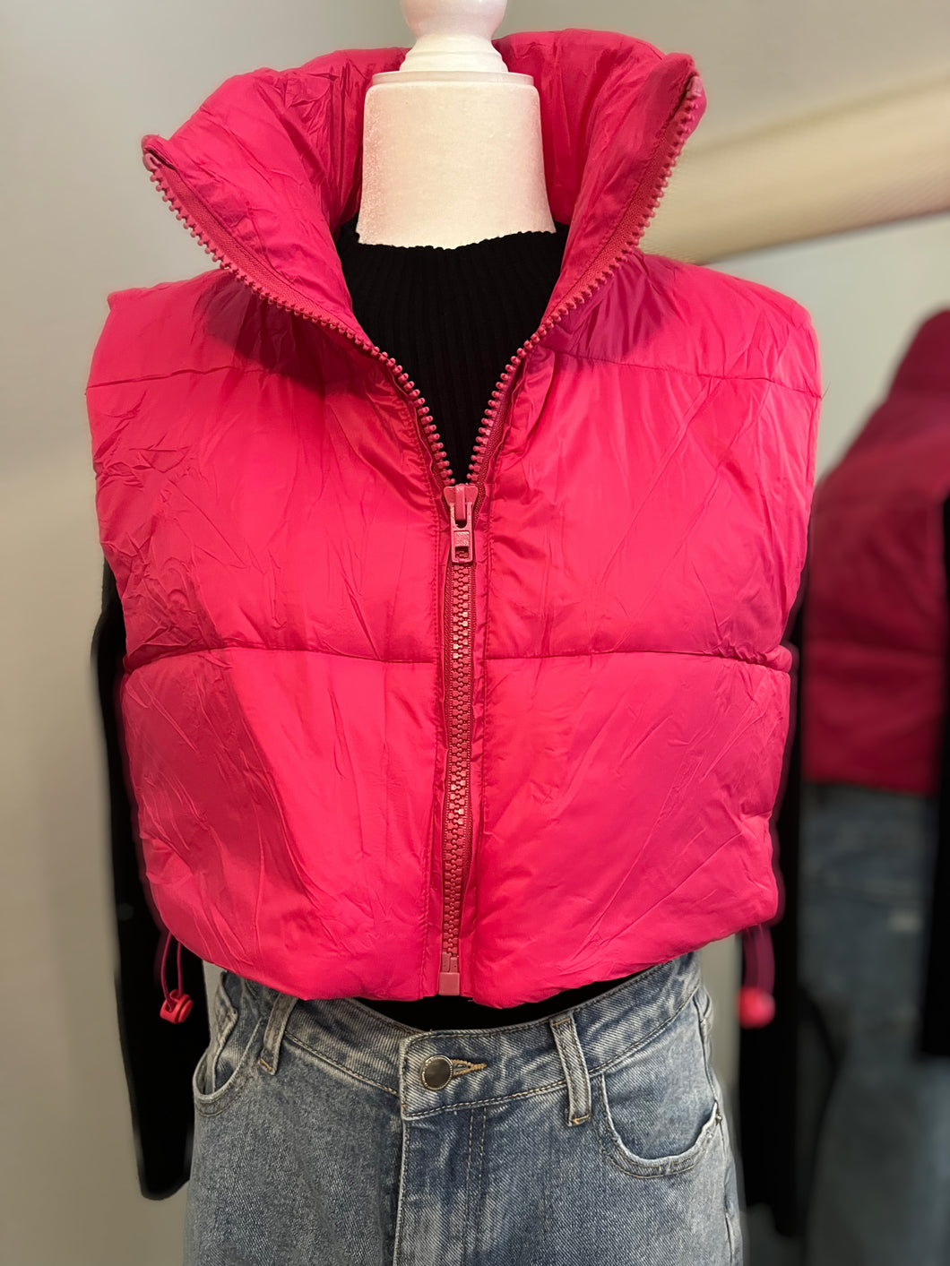 High Neck Zipper Puffer Vest